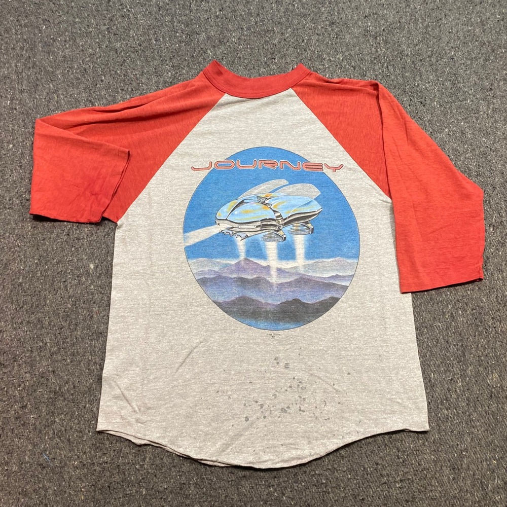 Journey Escape Tour 82 TShirt Sz M Mens Red Gray Vintage 80s Rock Raglan Concert